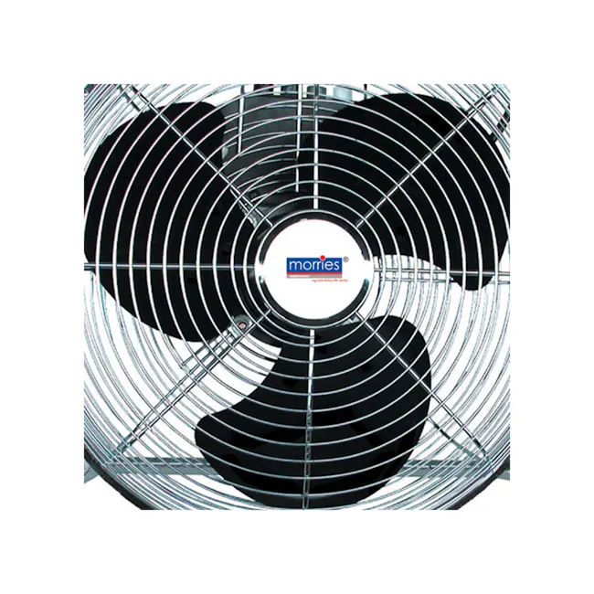 MORRIES 12 Inch Velocity Fan (3 Variable Speed) - 2 - Industrial air conditioning fan with black and silver design, Mesh