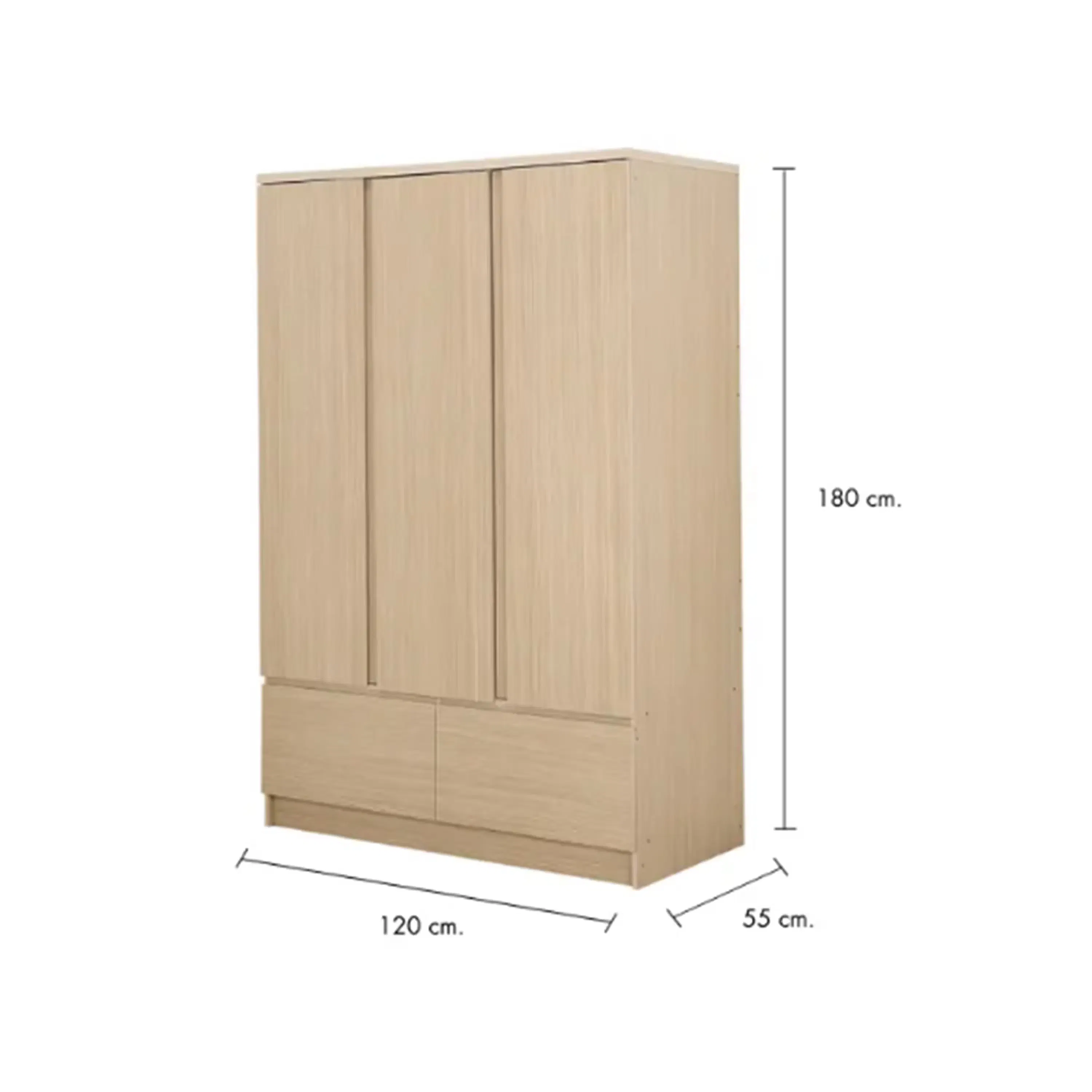 Firoh 3 Door Wardrobe with 2 Drawers - White, Oak - 10