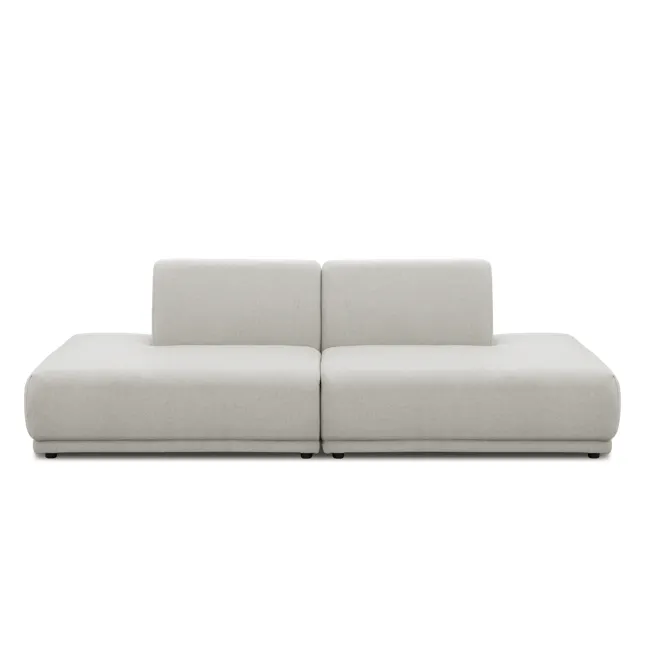 Milan 3 Seater Extended Sofa - Ivory (Fabric) - 17 - Modern minimalist sofa, light gray fabric, sleek design, comfortable