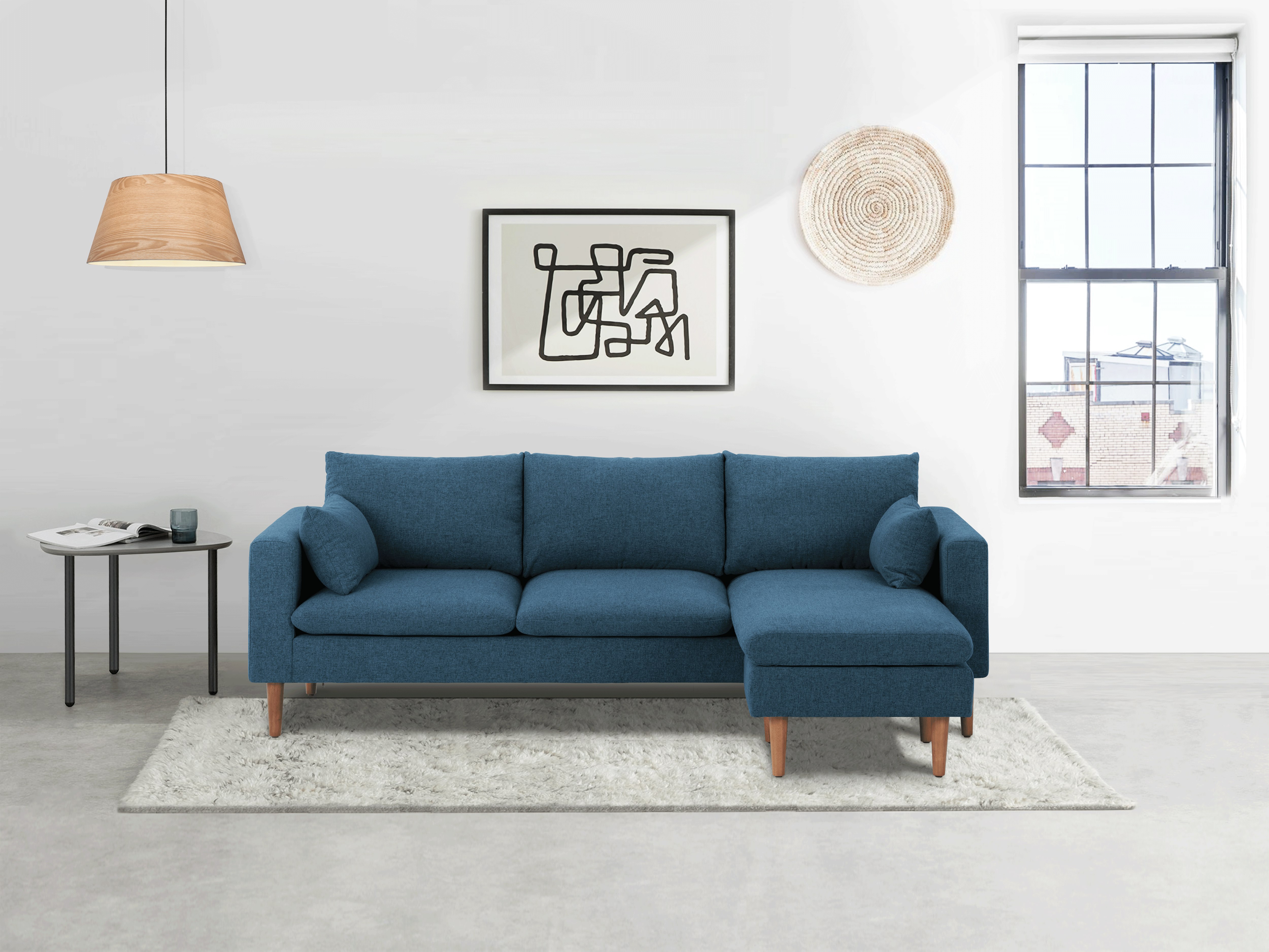 Alicia L-Shaped Sofa - Blue, Communa by HipVan | HipVan