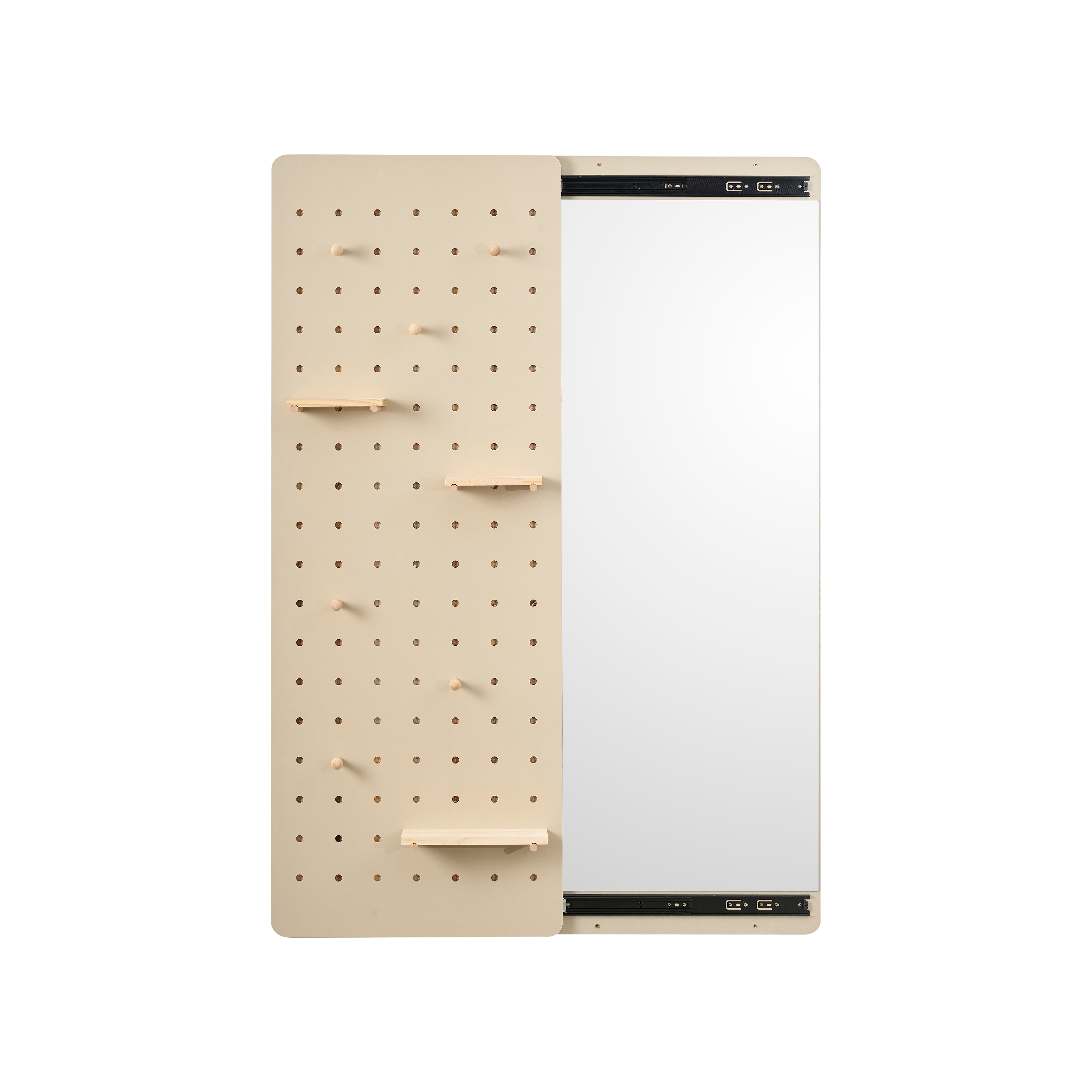 Narelle Sliding Pegboard Mirror - Cream (2 Sizes) - 140 x 50 cm
