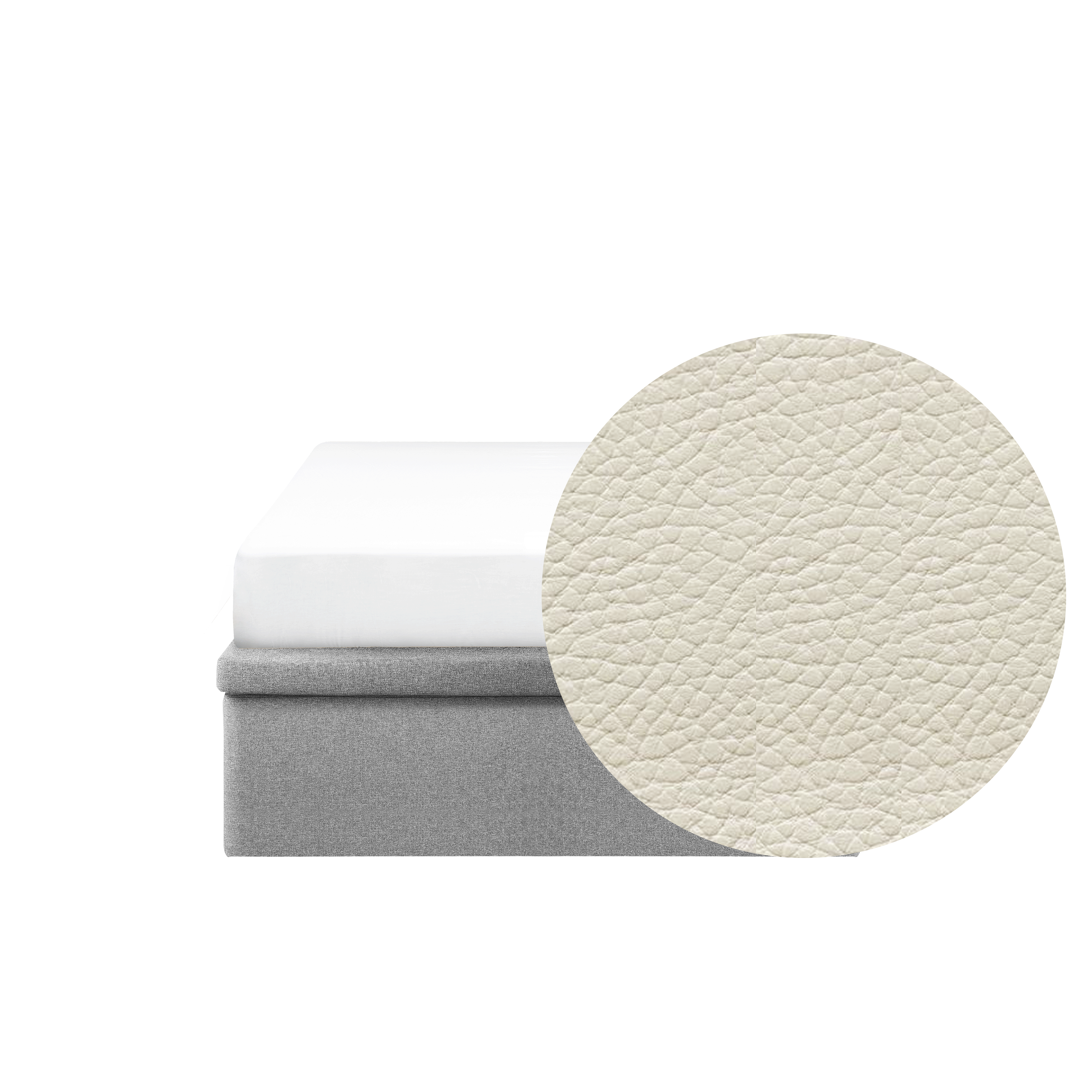 ESSENTIALS Super Single Storage Bed - Snow (Faux leather)