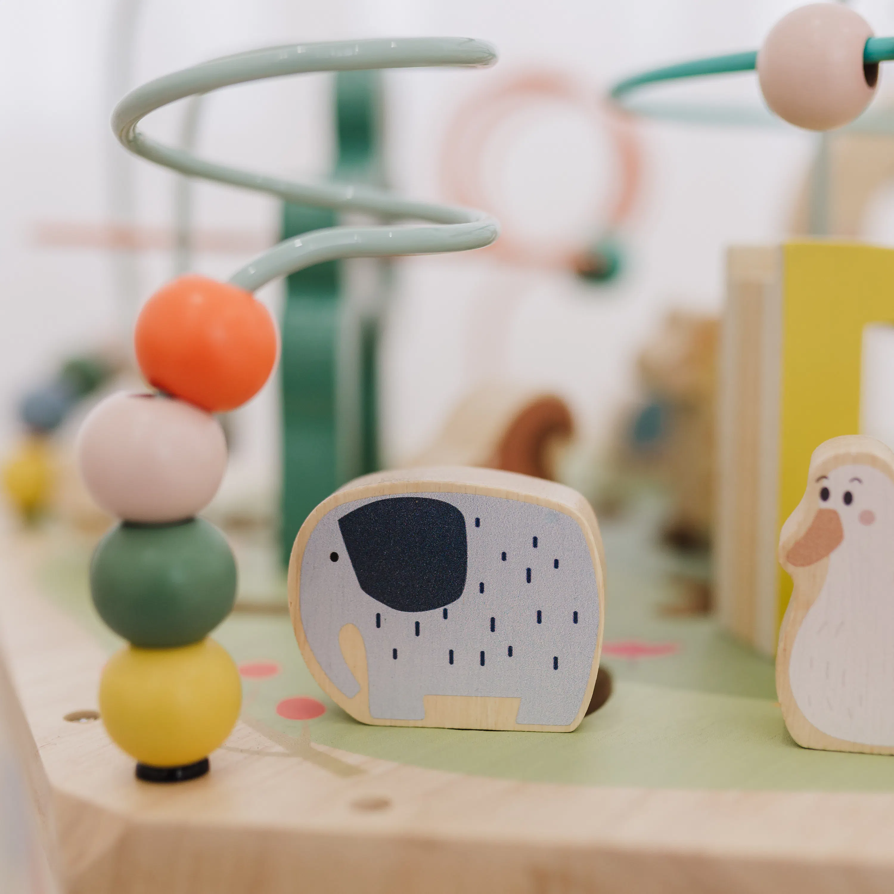 Bubble 7-in-1 Hexagon Wooden Activity Centre - 10 - Children's play area, colorful toys, wooden structure, spiral toy
