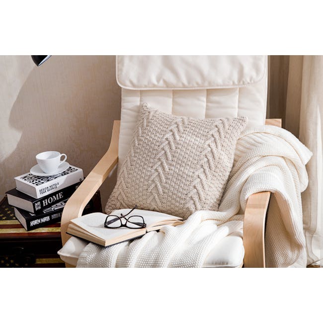 Sidney Knitted Cushion Cover - Cream - 2