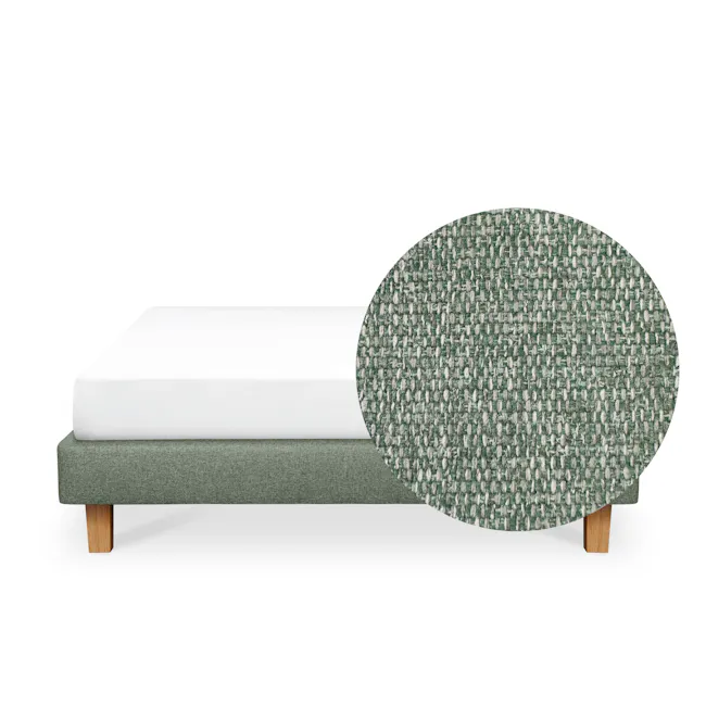 ESSENTIALS Queen Divan Bed - Forest (Eco Clean Fabric) - 13 - Green textured fabric, minimalist design, modern aesthetic