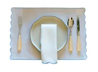 Como Scallop Linen Placemat (1 Pc) - Azure