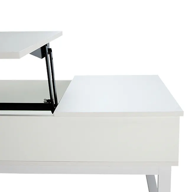(As-is) Tahli Storage Coffee Table - White - 1 - 13 - Modern minimalist desk, sleek design, white color, simple structure