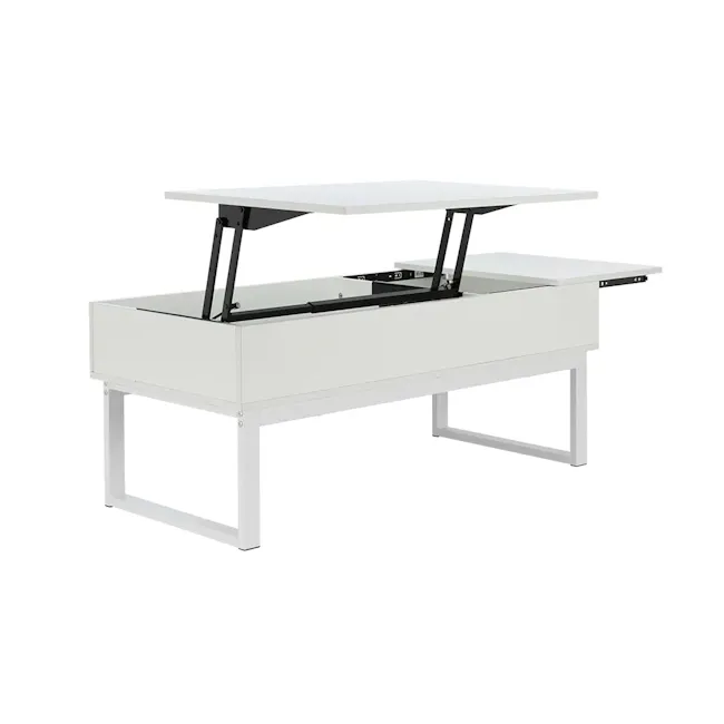 (As-is) Tahli Storage Coffee Table - White - 1 - 5 - Modern minimalist workspace, sleek white desk, contemporary design
