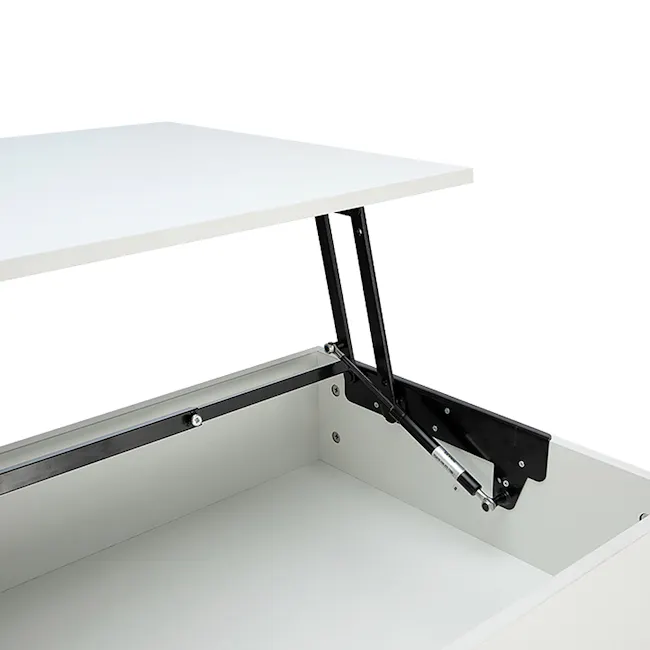 (As-is) Tahli Storage Coffee Table - White - 13 - Modern minimalist desk with adjustable legs, sleek white surface, clean
