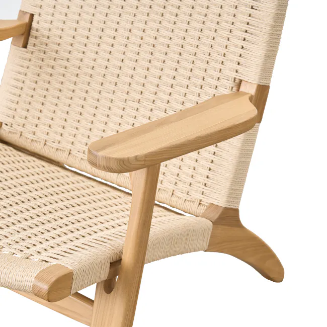 Gretta Rattan Lounge Chair - Natural - 11 - Wicker chair with wooden armrest, natural wood finish, woven texture, light