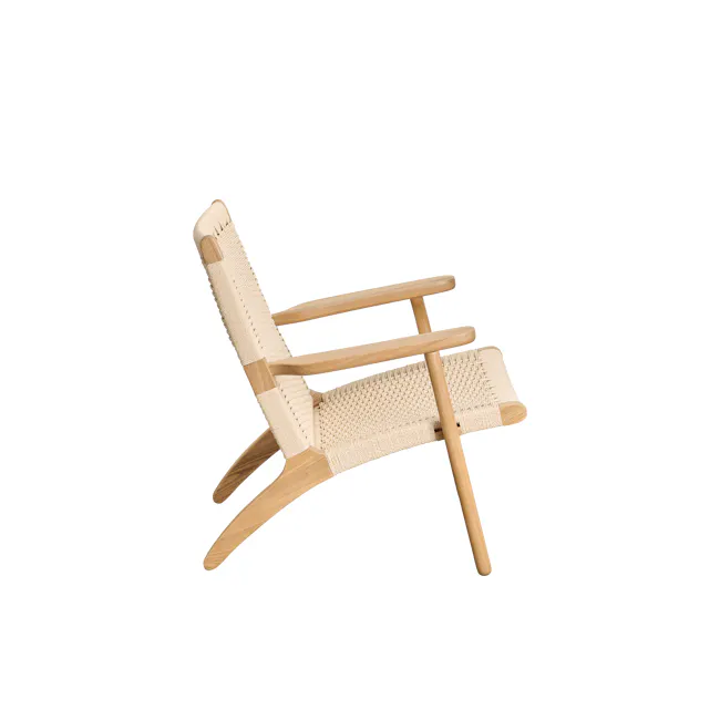 Gretta Rattan Lounge Chair - Natural - 8 - Wooden chair, natural wood finish, woven fabric, minimalist design, comfortable