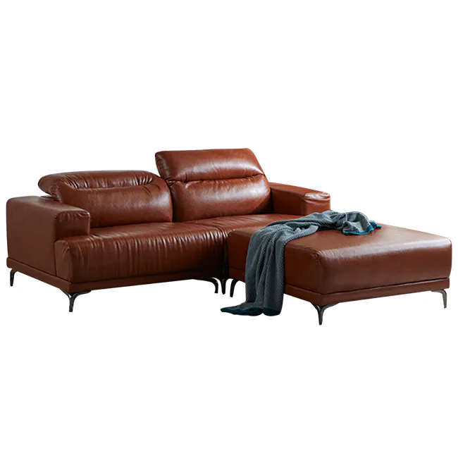 Lorney Ottoman - Camel (Faux Leather) - 27
