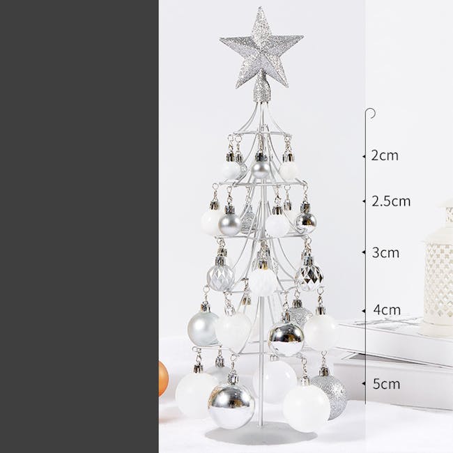 Mini Christmas Tree Decor - Silver, White - 1