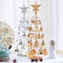 Mini Christmas Tree Decor - Silver, White - 0
