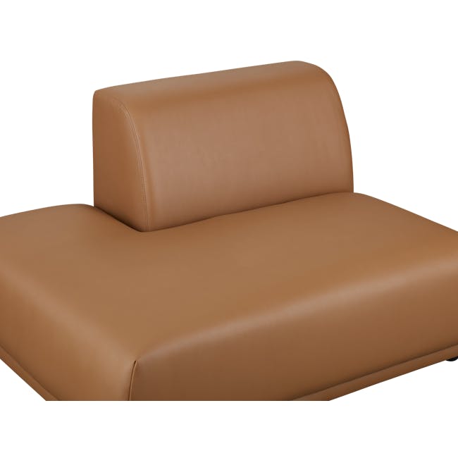Milan 4 Seater Corner Extended Sofa - Caramel Tan (Faux Leather) - 35 - Leather sofa, brown leather, cushioned seat, smooth