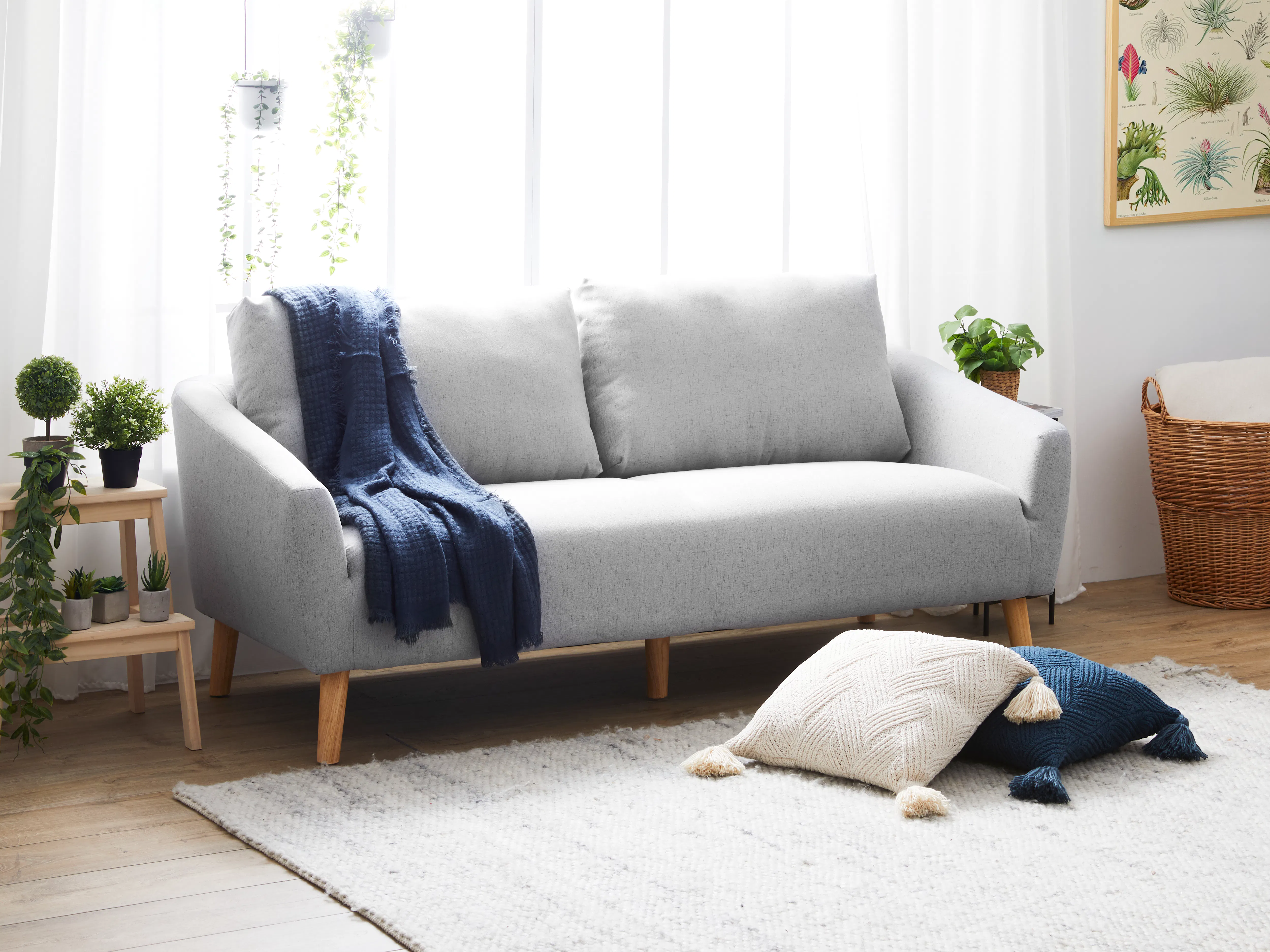 Hana 3 Seater Sofa with Hana 2 Seater Sofa - Light Grey - 9