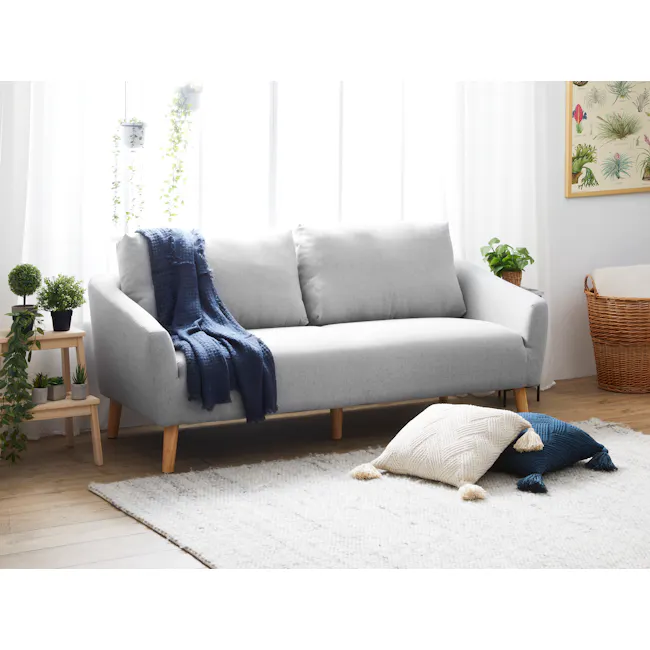 Hana 3 Seater Sofa with Hana Armchair - Light Grey - 8