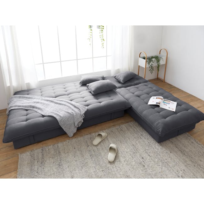 Tessa Storage Lounge Sofa Bed - Charcoal (Eco Clean Fabric) - 1