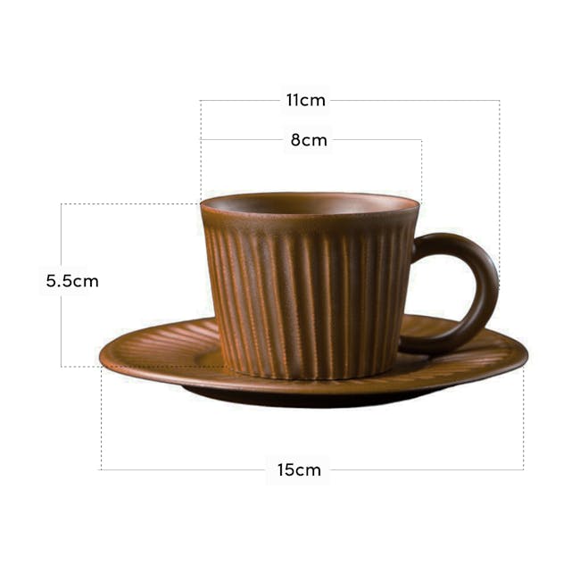 Koa Ceramic Espresso Cup & Saucer - Stripes Charcoal - 1