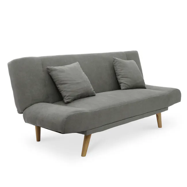 Maven 3 Seater Sofa Bed - Pigeon Grey - 7 - Grey upholstered sofa, minimalist design, wooden legs, two cushion pillows