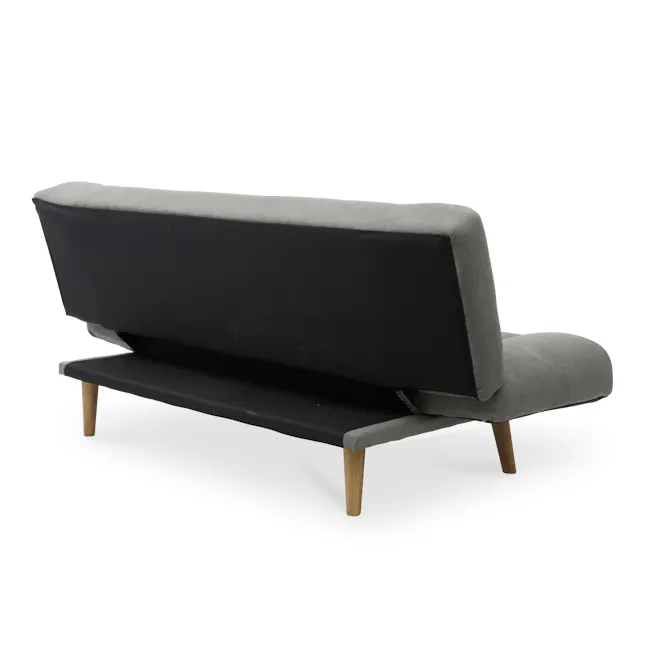 Maven 3 Seater Sofa Bed - Pigeon Grey - 9 - Modern minimalist sofa, sleek design, black and gray upholstery, wooden legs