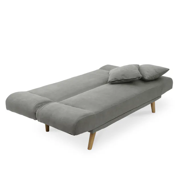 Maven 3 Seater Sofa Bed - Pigeon Grey - 6 - Grey upholstered sofa with wooden legs, minimalist design, modern aesthetic