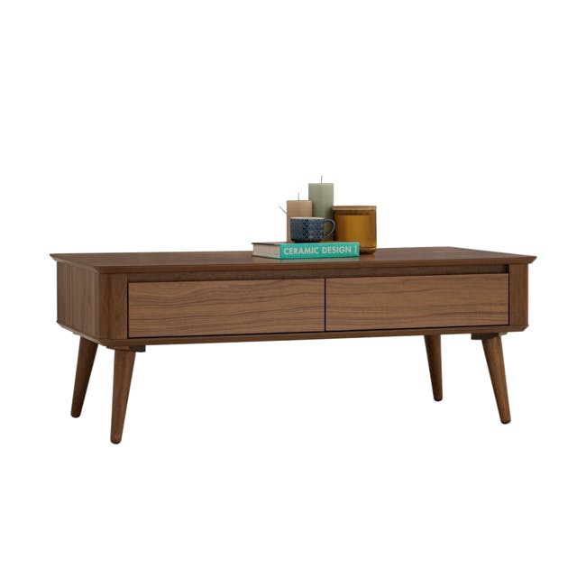 Dimitri Coffee Table - 3 - Wooden side table, minimalist design, brown finish, three-legged structure, wooden legs, modern
