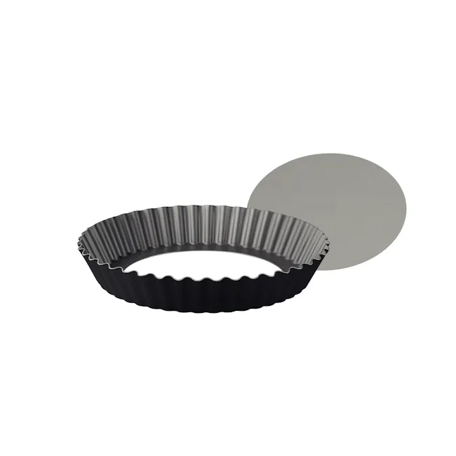 Tramontina Brasil 24cm Tart Pan - Black - 1 - Black, ribbed, circular component, Industrial-grade metal construction