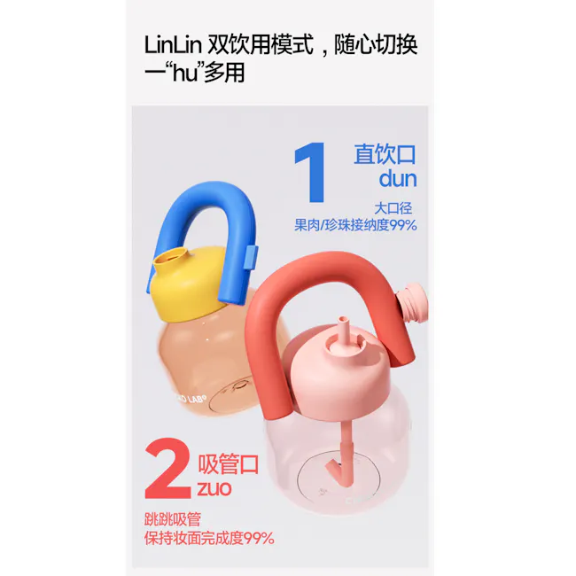 CHAKOLAB Plastic LINLIN Pot Bottle 1150ml - Yellow - 6 - LinLin's dual drinking system, customizable anytime, Direct