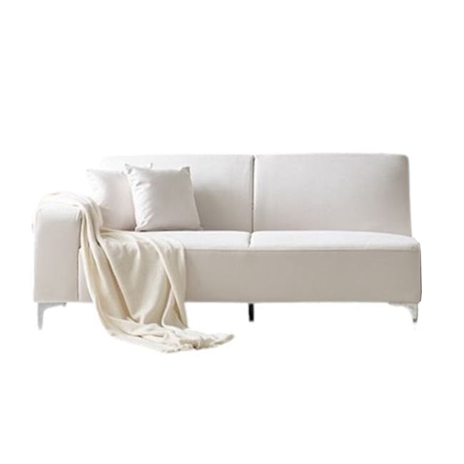 Macaron 3 Seater Left Arm Chaise Sofa - Ivory (Pet Friendly) - 1 - White modern sofa, minimalist design, neutral color