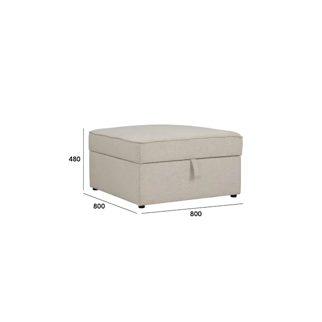 Tony 2 Seater Extended Storage Sofa - 9 - Elegant, modern, beige ottoman, compact, compact-sized, compact ottoman, stylish