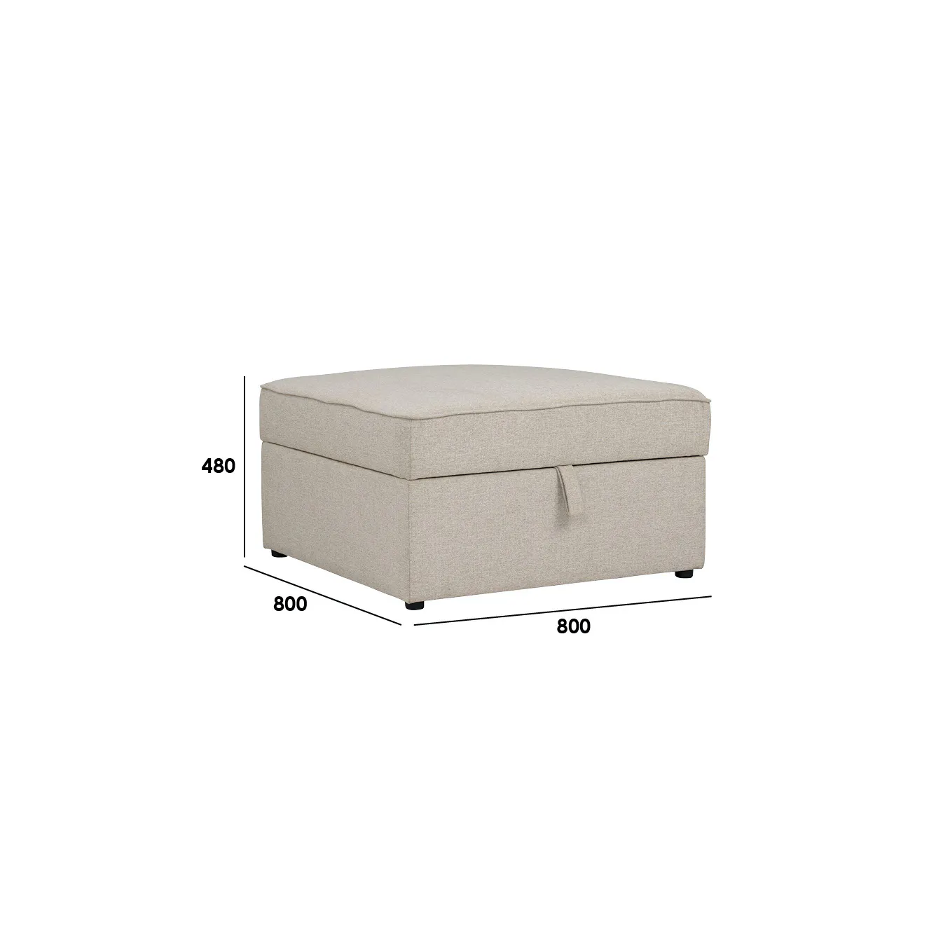 Tony 3 Seater Extended Storage Sofa - 10 - Elegant, modern, beige ottoman, compact, compact-sized, compact ottoman, stylish