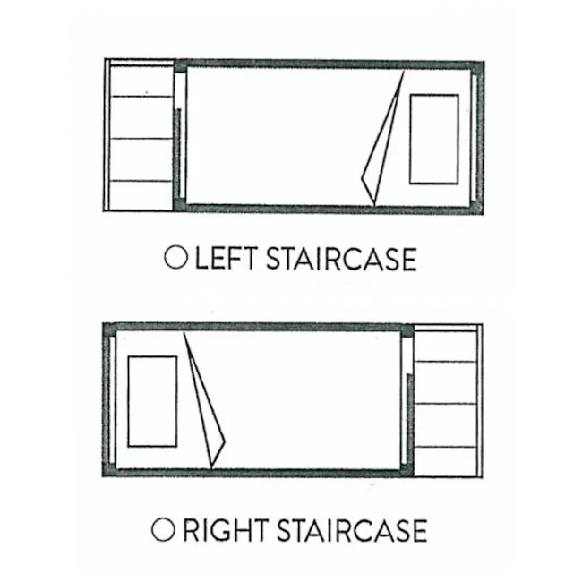 Tommy Single High Loft Bed with Staircase + Bottom Bed - 2 - Left staircase, right staircase, open space, room layout, floor