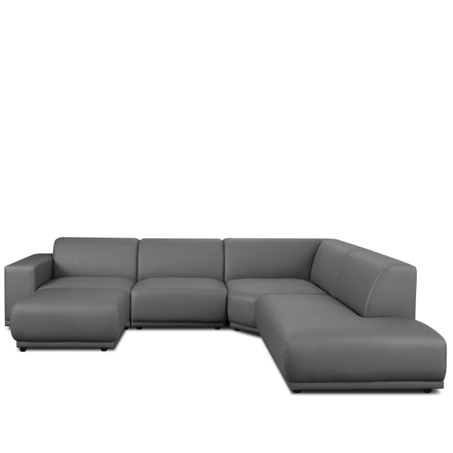Milan 3 Seater Sofa with Ottoman - Smokey Grey (Faux Leather) - 14