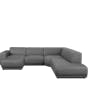 Milan 3 Seater Sofa with Ottoman - Smokey Grey (Faux Leather) - 14
