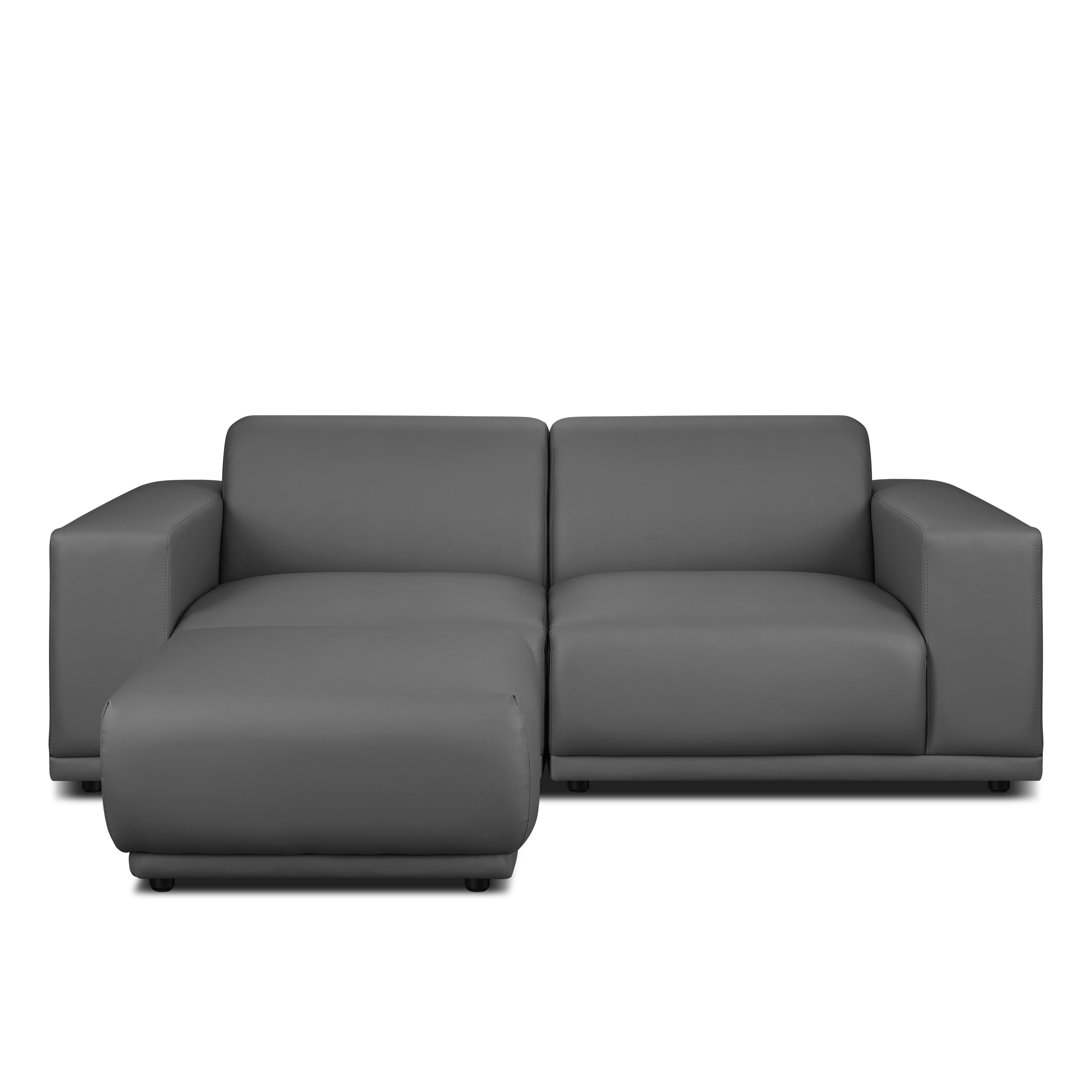 Milan 3 Seater Sofa with Ottoman - Smokey Grey (Faux Leather)