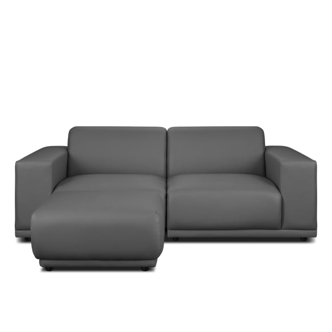Milan 3 Seater Sofa with Ottoman - Smokey Grey (Faux Leather) - 0