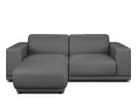 Milan 3 Seater Sofa with Ottoman - Smokey Grey (Faux Leather)