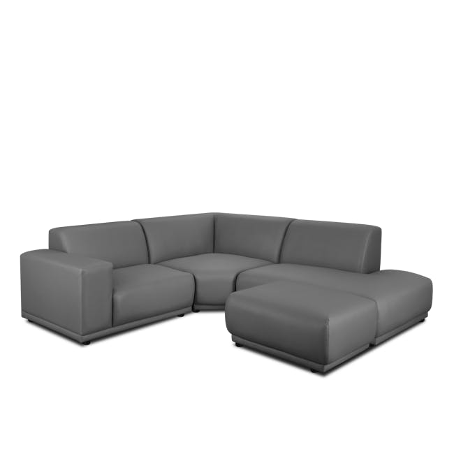 Milan 3 Seater Sofa with Ottoman - Smokey Grey (Faux Leather) - 15