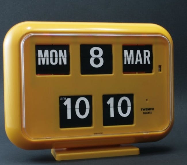 TWEMCO Big Calendar Flip Wall Clock - Yellow - 2