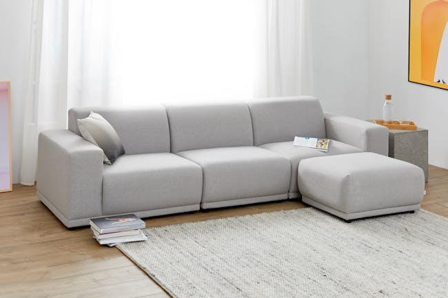 Milan 4 Seater Sofa with Ottoman - Slate (Fabric) - 1