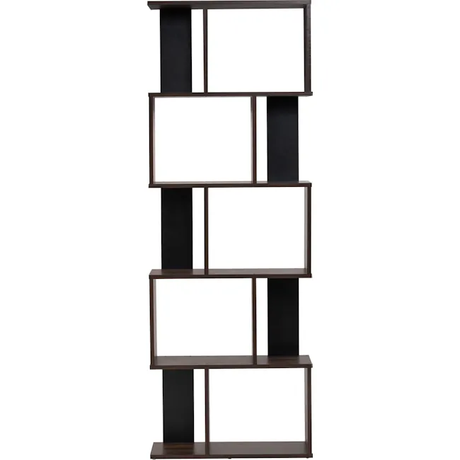 Aldea Tall Bookshelf - Walnut - 4 - modern shelving unit, minimalist design, geometric pattern, abstract art, contemporary