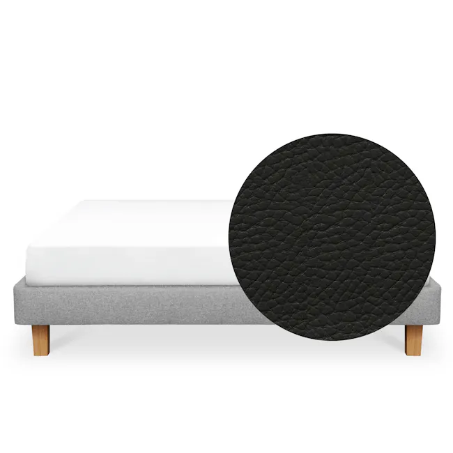 ESSENTIALS King Divan Bed - Coal (Faux leather) - 1 - Modern minimalist bed with gray upholstered frame, white mattress