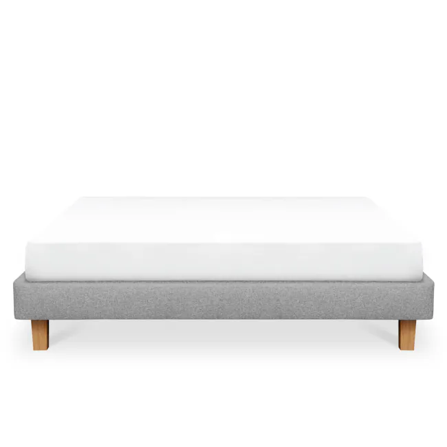 ESSENTIALS King Divan Bed - Coal (Faux leather) - 8 - Modern minimalist bed with gray upholstered frame, wooden legs, white