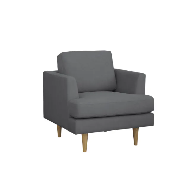 Soma 2 Seater Sofa with Soma Armchair - Dark Grey (Scratch Resistant) - 15 - Grey upholstered armchair, modern design