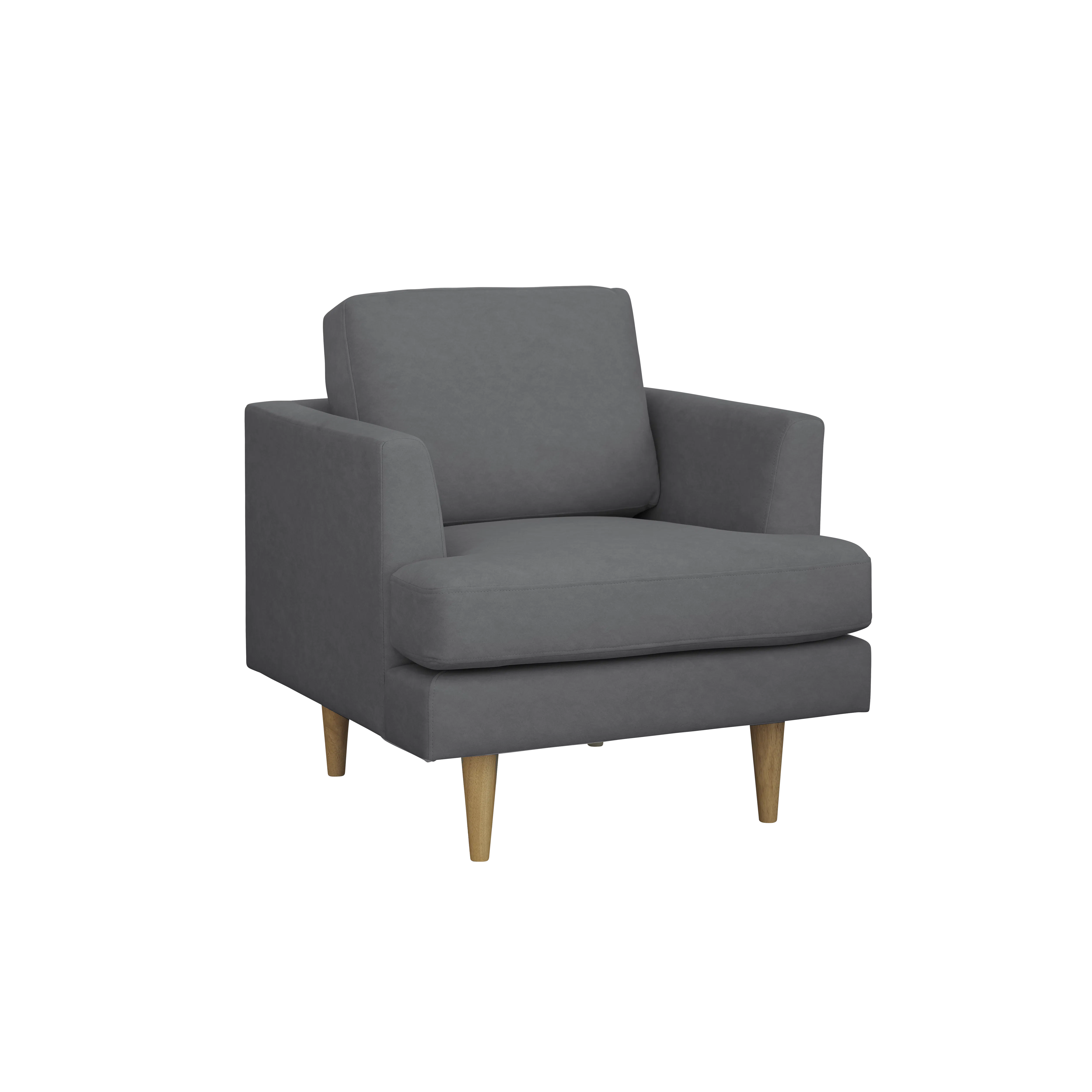 Soma 3 Seater Sofa with Soma Armchair - Dark Grey (Scratch Resistant) - 11 - Grey upholstered armchair, modern design