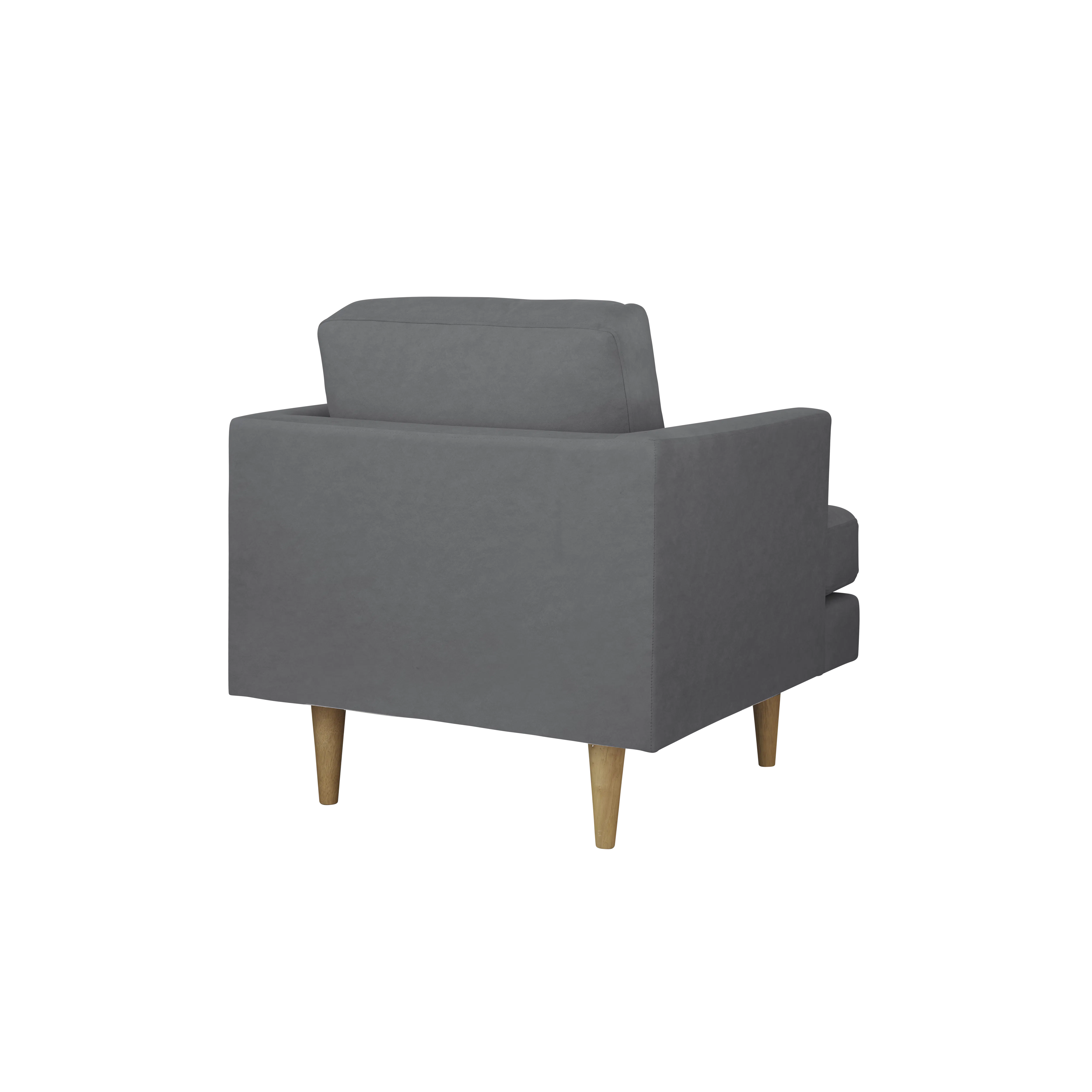 Soma 3 Seater Sofa with Soma Armchair - Dark Grey (Scratch Resistant) - 15 - Grey upholstered armchair, wooden legs