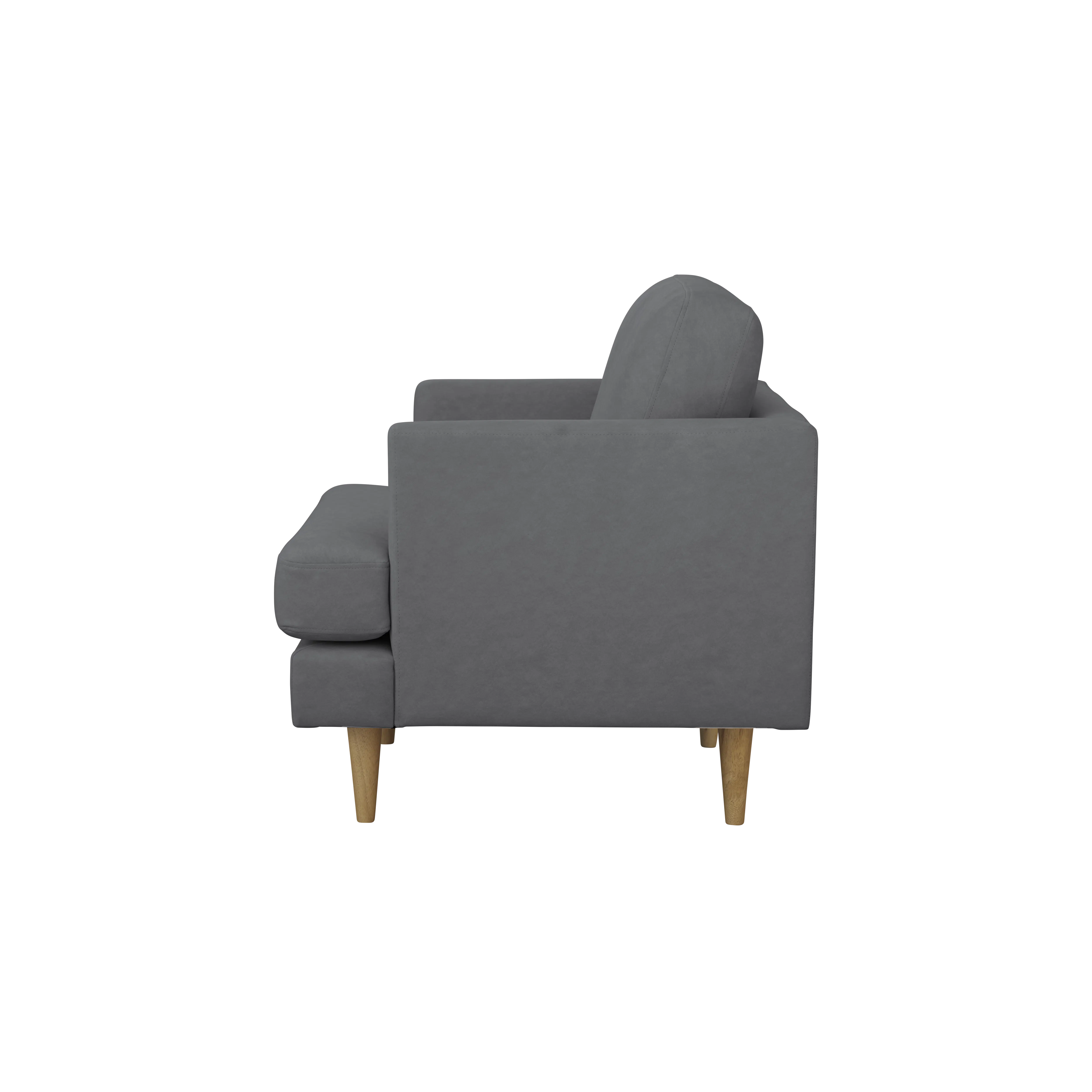 Soma 3 Seater Sofa with Soma Armchair - Dark Grey (Scratch Resistant) - 16 - Grey upholstered armchair, modern design