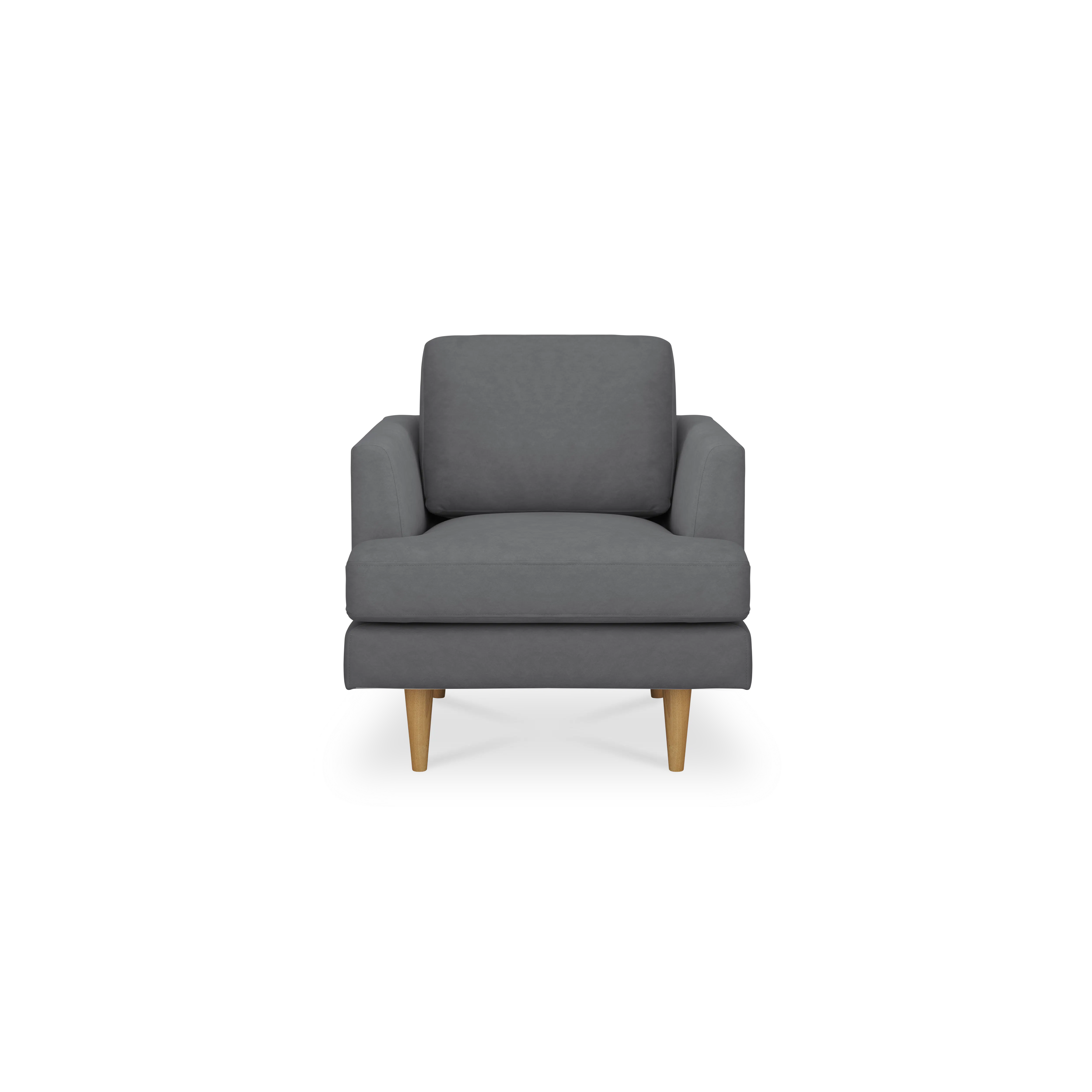 Soma 3 Seater Sofa with Soma Armchair - Dark Grey (Scratch Resistant) - 9 - Grey upholstered armchair, minimalist design