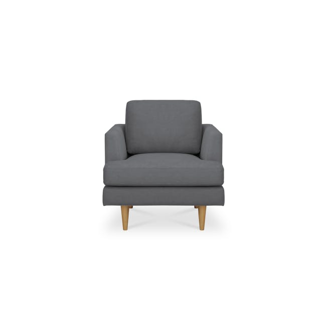 Soma 3 Seater Sofa with Soma Armchair - Dark Grey (Scratch Resistant) - 9 - Grey upholstered armchair, minimalist design